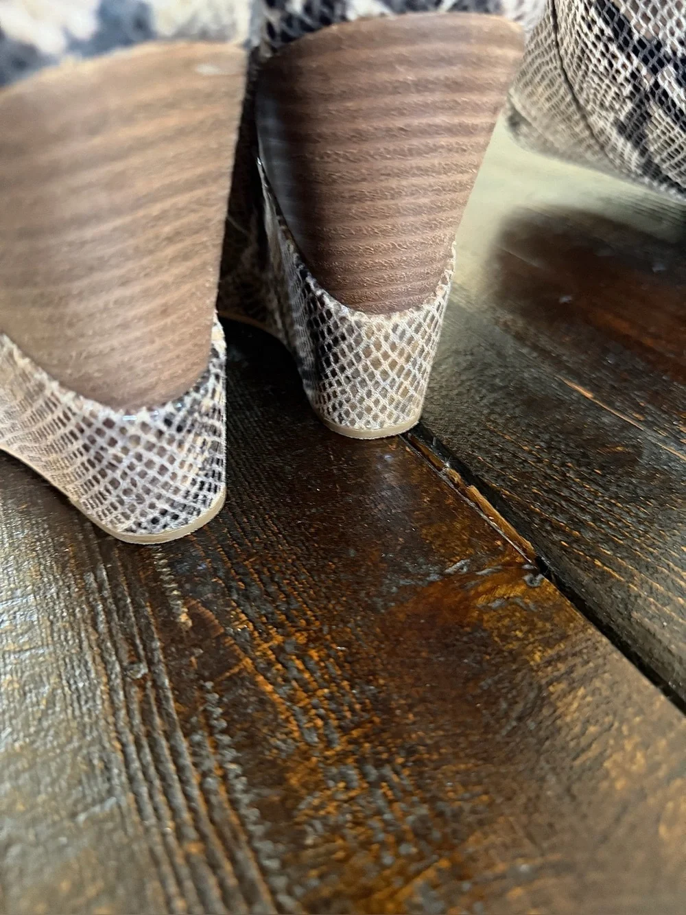 Jessica Simpson Havrie Knee High Snake Print Wedge Boots Totally Taupe 10M